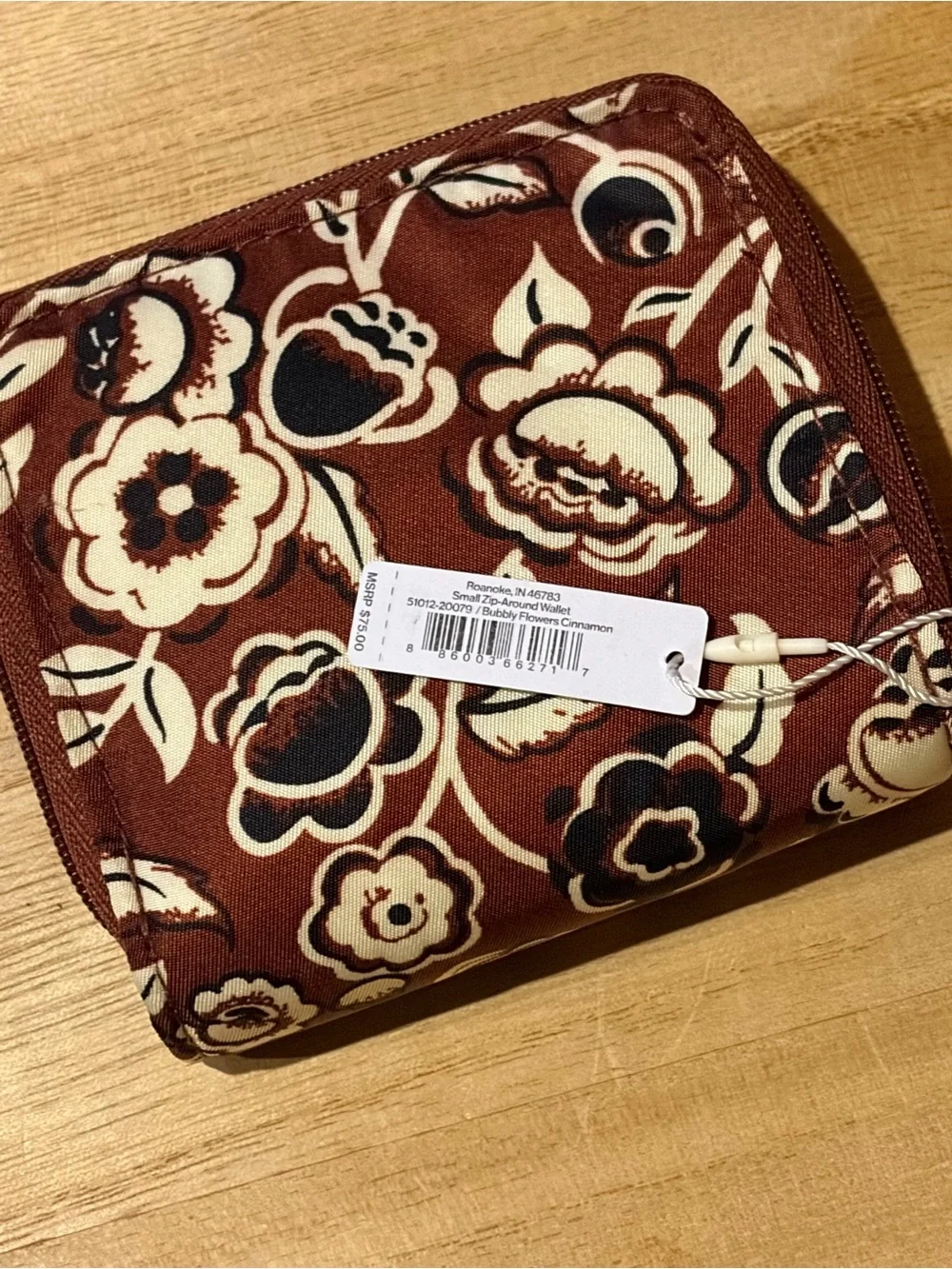 Vera Bradley Rust Floral Zip Wristlet Wallet - Picture 2 of 4
